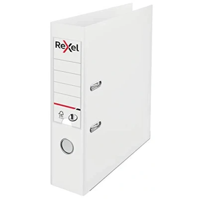 Imagen de Rexel Choices 2115502 Archivador de palanca A4, lomo 75 mm, capacidad para 500 hojas, cubierta plástico, color blanco