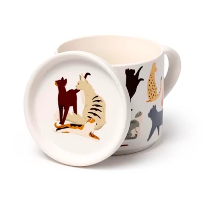 Imagen de Puckator Juego de taza gato porcelana y posavasos/tapa Gatos Feline Fine Regalo para mujer