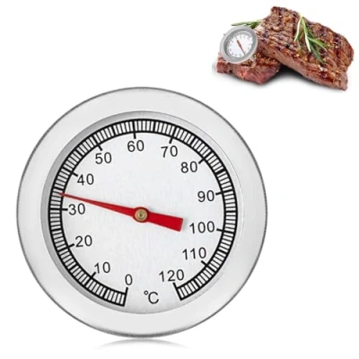 Imagen de Colexy Termómetro para Barbacoa, 0 a +120 C Grill Esfera de Acero Inoxidable, Medición Temperatura la Cámara Cocción, Termometro Horno Leña per Pizza, Grill, BBQ