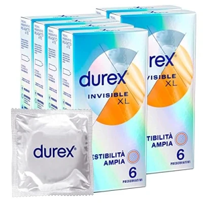 Imagen de Durex Preservativos invisibles ultrafinos (0,05 mm) de alta sensibilidad XL, extralargo 36 profilácticos