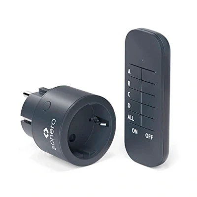 Imagen de sonero® set di prese radio 2300 watt 1x telecomando, presa per uso interno, portata 30 m, antracita