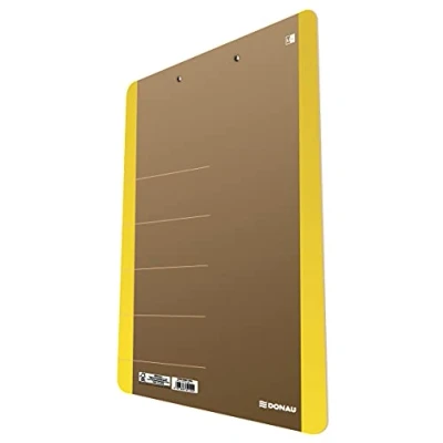 Imagen de DONAU LIFE 2710001FSC 11 Portapapeles A4, cartón duro con clip de metal, pinza fuerte esquinas redondeadas, color amarillo, ideal para oficina, escuela y hogar