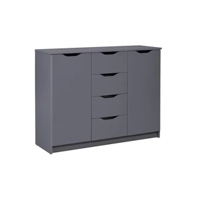 Imagen de Inter Link Cajonera Aparador para Dormitorio, salón, Cuarto de baño Gris Proporciona un Amplio Almacenamiento Madera compuesta Robusto Fácil Cuidado Silenzia 2T4S