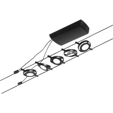 Imagen de Paulmann 94418 CorDuo Juego de sistema Cable LED RoundMac DC incl. 5x4,5 vatios extensible Negro mate, cromado metálico 3000 K