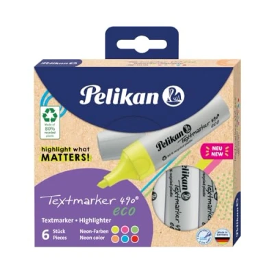 Imagen de Pelikan Rotuladores fluorescentes 490® eco, juego de 6 colores neón en estuche