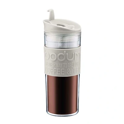 Imagen de Bodum 11101 01S Travel MUG Taza de Viaje isotérmica plástico, Tapa con Tapa, 0,45 l, Transparente
