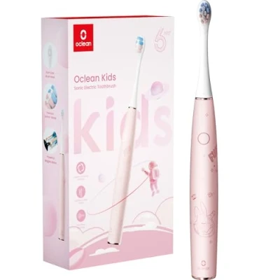 Imagen de Oclean Cepillo de dientes eléctrico sónico para niños, cerdas suaves aptas cepillado ultra silencioso, temporizador integrado 2 minutos, impermeable IPX7, mayores 5 años (rosa)