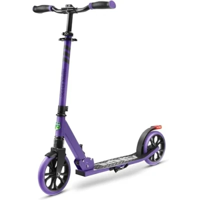 Imagen de SereneLife Patinete adolescentes, con luces, plegable, ajustable, adultos, freno manillar, dos ruedas, barra en T, facil maniobra, color morado