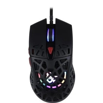 Imagen de Konix Dungeons &amp; Dragons Ratón con cable Ultra Light 70 g para ordenador de gaming, 7 niveles PPI, retroiluminación LED arcoíris, negro
