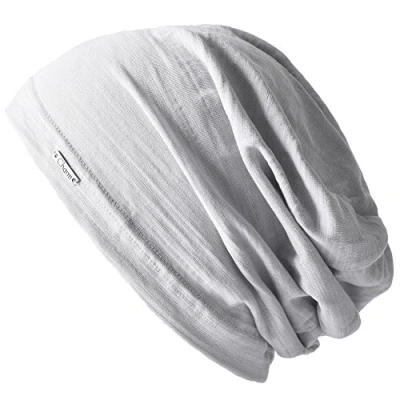 Imagen de Casualbox Hombres 100% Algodón Mujer Gorros Beanie Sombrero Verano Delgado Luz Sudor Gris Claro
