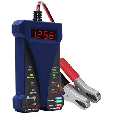 Imagen de MOTOPOWER 12V Comprobador Digital de batería con voltímetro y Sistema Carga alternador Pantalla LCD e indicador LED (b) Azul)