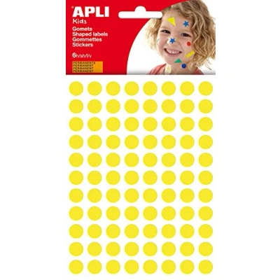 Imagen de APLI Kids 13232 Bolsa de gomets redondos 10 mm, color amarillo, 6 hojas