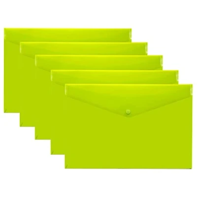 Imagen de eco Cartera A5 50% reciclada transparente con botones a presión, carpetas de plástico (paquete 5), verde, eco075GREEN