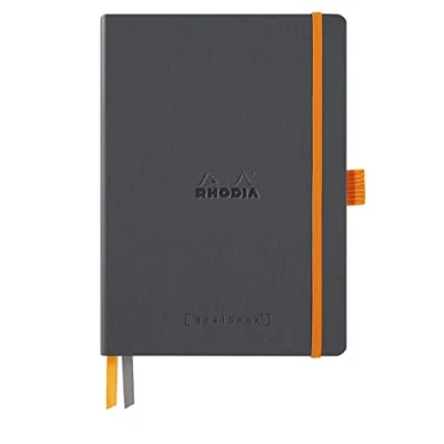 Imagen de Clairefontaine ES RHODIA 117814C Cuaderno Titanium Soft Bullet Journal Goalbook A5 Punto punteado240 páginas Papel marfil de 90 g 2 cintas, cierre elástico Funda piel sintética