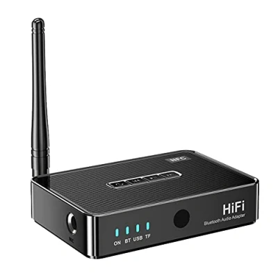 Imagen de Dewedrt Receptor de Audio Bluetooth Transmisor 5.1 NFC EstéReo 3.5Mm AUX RCA ÓPtico HiFi Adaptador InaláMbrico con Control Remoto