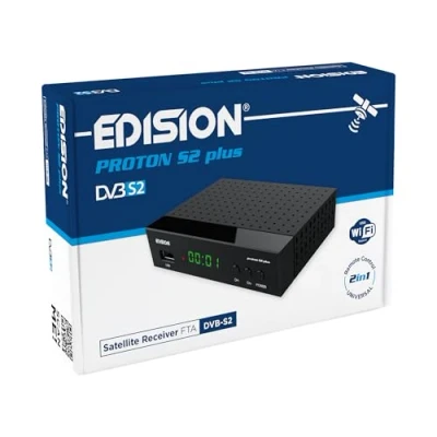 Imagen de EDISION Proton S2 Plus Full HD Receptor de satélite Digital DVB FTA, Soporte Unicable, USB WiFi, LAN, HDMI, SCART, SPDIF, USB, IR, Lector Tarjetas, Mando a Distancia Universal 2en1