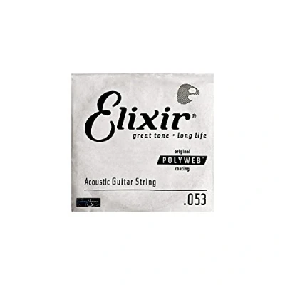 Imagen de Cuerda de guitarra acústica individual Elixir® Strings bronce en proporción 80/20 con recubrimiento POLYWEB® (.053)