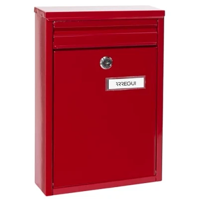 Imagen de ARREGUI Zaguán E5756 Buzón Exterior de Acero Tamaño S (Correo DIN A5) Pared Pequeño Correo con Boca Trasera Recogecartas Antilluvia Fácil Instalar Rojo