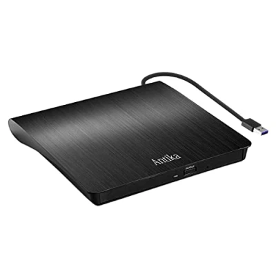Imagen de Antika Grabadora de DVD/CD +/ RW, Unidad Externa USB 3.0, Dispositivo Lector Tarjetas portátil Ultrafino Compatible con Laptop,Desktop,PC Mac/OS/XP/Vista/Win11/Win10/Win8 (Black3.0)