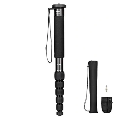 Imagen de koolehaoda Cámara Monopie de 6 Secciones Compacto portátil aleación Aluminio Unipod Stick, MAX. Carga 10 kg / 22 Libras, el tamaño Plegado es Solo 38 cm (Negro)