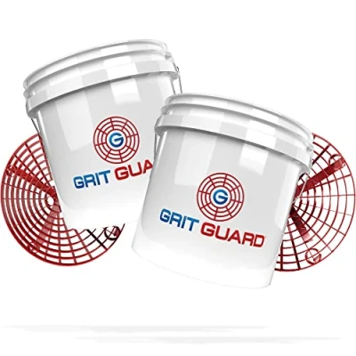 Imagen de detailmate Juego de cubos lavado GRITGUARD perfecto para los 2 métodos cubos, bucket US 3.5GAL 13L + protectores suciedad Grit Guard ideal el a mano en coche