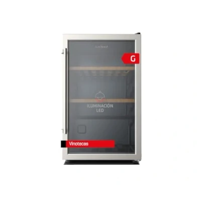 Imagen de Corberó Vinoteca 126L CFKWC61SW 61 Botellas Puerta Cristal Display LED 2 Estantes Madera Rango Temperatura 5 20ºC Eficiencia Energética G Nevera para vinos Color Negro