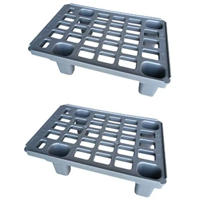Imagen de 2x Leichtpalette 60x40 Kunststoffpalette im 1/4 Europaletten Maß inkl. gratis Zollstock * Viertel Palette, 2er Set