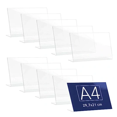 Imagen de Danieli Store Expositor Metacrilato Transparente A4 Horizontal Acrilico Porta Menú, Precios, Fotos Para Mesa Soporte de Acrílico Avisos (10 unidades)