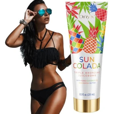 Imagen de Suncolada Crema Solarium &amp; Bronceadora Loción Acelerador del Bronceado con Fórmula Piel Feliz para Cama Solar Rápido Aroma de Piña