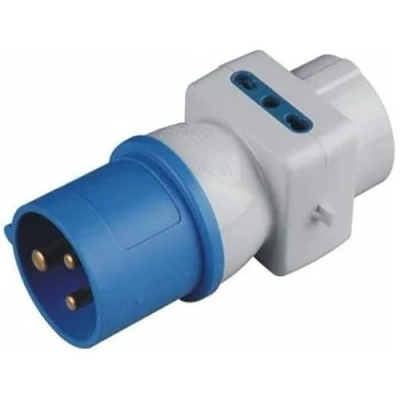 Imagen de Adaptador enchufe industrial CEE 16A, Schuko + bipaso 10/16A 220V