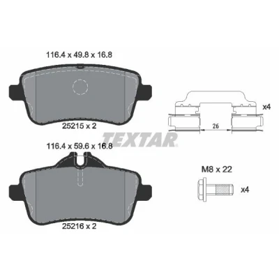 Imagen de TEXTAR 2521509 Juego de pastillas freno preparado para indicador desgaste con tornillos pinza accesorios MERCEDES BENZ: GL, GLS