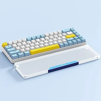 Imagen de Attack Shark Reposamuñecas de Acrílico para 68 Teclas, Reposamanos Aleación Aluminio CNC, Teclado Mecánico Gaming con Diseño 60%, Soporte Ergonómico Muñeca Azul