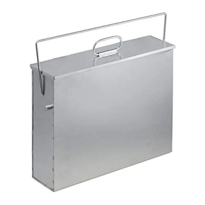 Imagen de Relaxdays Caja Rectangular, Contenedor Cenizas con Tapa, 15 L, Acero Galvanizado, Recipiente Chimeneas, Plateado, 1 Unidad