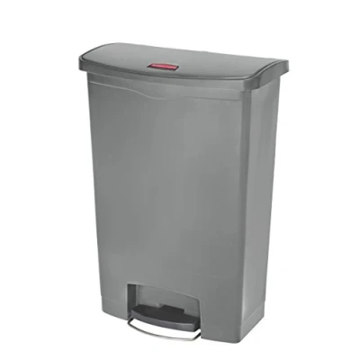 Imagen de Rubbermaid Commercial Products Slim Jim 1883606 Contenedor con pedal frontal, capacidad de 90 l, gris