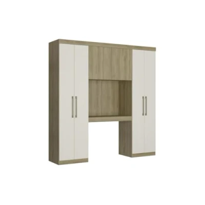 Imagen de Vente unique Puente de Cama Antero II 6 Puertas con armarios y Almacenamiento 200 cm Roble Marfil