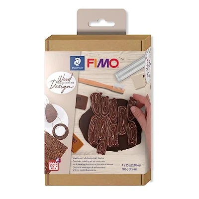 Imagen de STAEDTLER 8025 HTC1 FIMO Arcilla de modelado polimérica endurecida al horno Cómo crear, efecto madera (paquete 6 piezas)