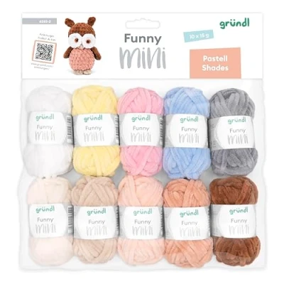 Imagen de Gründl Funny mini Pastel Shades 10 x 15 g, juego de punto hilo chenilla 100% poliéster, ovillos