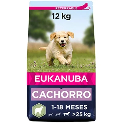 Imagen de Eukanuba Alimento seco para cachorros en crecimiento de razas grandes, rico cordero y arroz, 12 kg