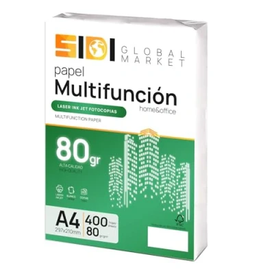Imagen de Papel A4, Folios de 80gr, Impresora Paquete para Uso Escolar, Laboral o Personal, A4 Fotocopiadora y Multiusos, DIN extrablanco SIDI (400h, 80gr)