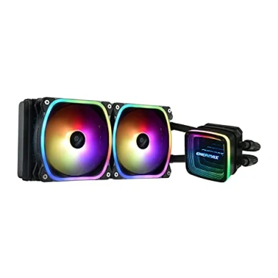Imagen de ENERMAX AQUAFUSION ADV Refrigeración Líquida CPU AIO 240, Alto Rendimiento Espejo Infinito Intel LGA1700/AMD AM5 Compatible con 360W + TDP (2* SquA RGB 120 PWM) ELC AQFA240 SQA, Negro