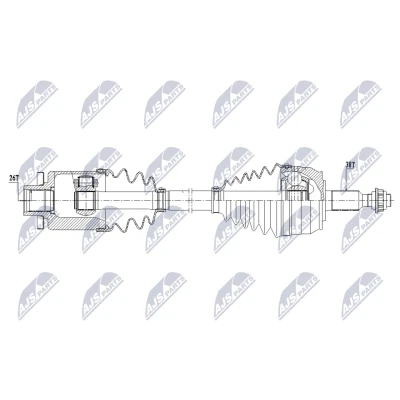 Imagen de NTY NPW VW 208 Árbol de transmisión Eje delantero, derecha 611mm VOLKSWAGEN: Transporter 5, 5 Bus, Multivan (7HM