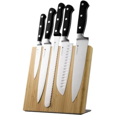 Imagen de Coninx Bloque Magnético de Cuchillos Soporte Cocina con Imán Neodimio muy fuerte Porta Taco Portacuchillos Knife Block Madera Bambú