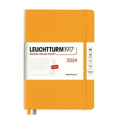 Imagen de LEUCHTTURM1917 367836 Planificador semanal mediano (A5) 2024, 12 meses, Rising Sun, Inglés