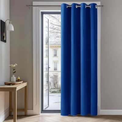 Imagen de Deconovo Cortinas Dormitorio Salon Opacas Moderna con Ojales, Termicas Aislantes Frio y Calor 132x214 cm(Ancho x Alto) Azul Cobalto, 1 Pieza