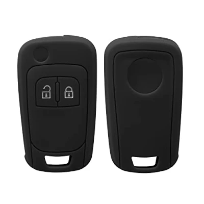 Imagen de kwmobile Funda Compatible con Opel Chevrolet Llave de Coche Plegable 2 Botones Carcasa Protectora Silicona para Case en Negro