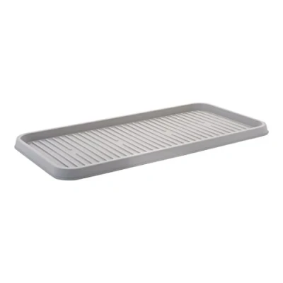 Imagen de Iris Ohyama, escurreplatos, bandeja, zapatero de plástico y cubo para botas con borde, Lote 2, SHT L, gris, apilable, clips cierre 38 x 30,5 2,5 cm