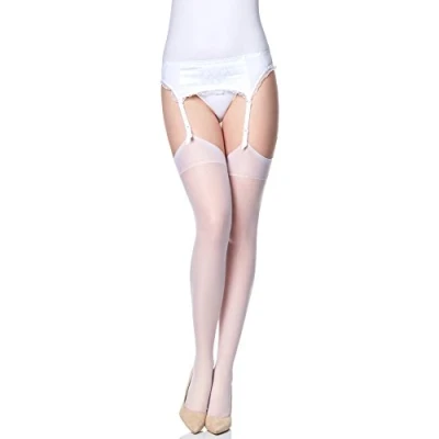 Imagen de Merry Style Medias con Liguero para Mujeres Transparentes, Liguero, Modelo MS 226 15 DEN (Blanco, M L)