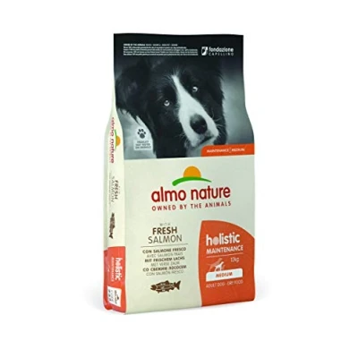 Imagen de Almo Nature Pienso para Perros Medianos Holistic Dry Salmón (12 kg). Alimento Seco Alto en Proteínas Razas Grandes con Sabor a Fresco. Comida Seca de Fácil Digestión