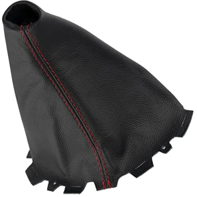 Imagen de AERZETIX C63367 Funda para palanca de cambios en piel genuina compatible con Renault Laguna 2 facelift 2005 a 2007 color: negro costuras rojas caja manual