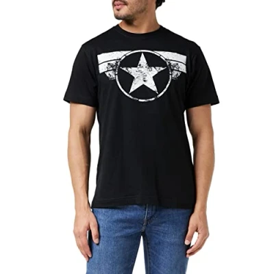 Imagen de Marvel Captain America Cap Logo Camiseta, Negro (Black Blk), Small para Hombre